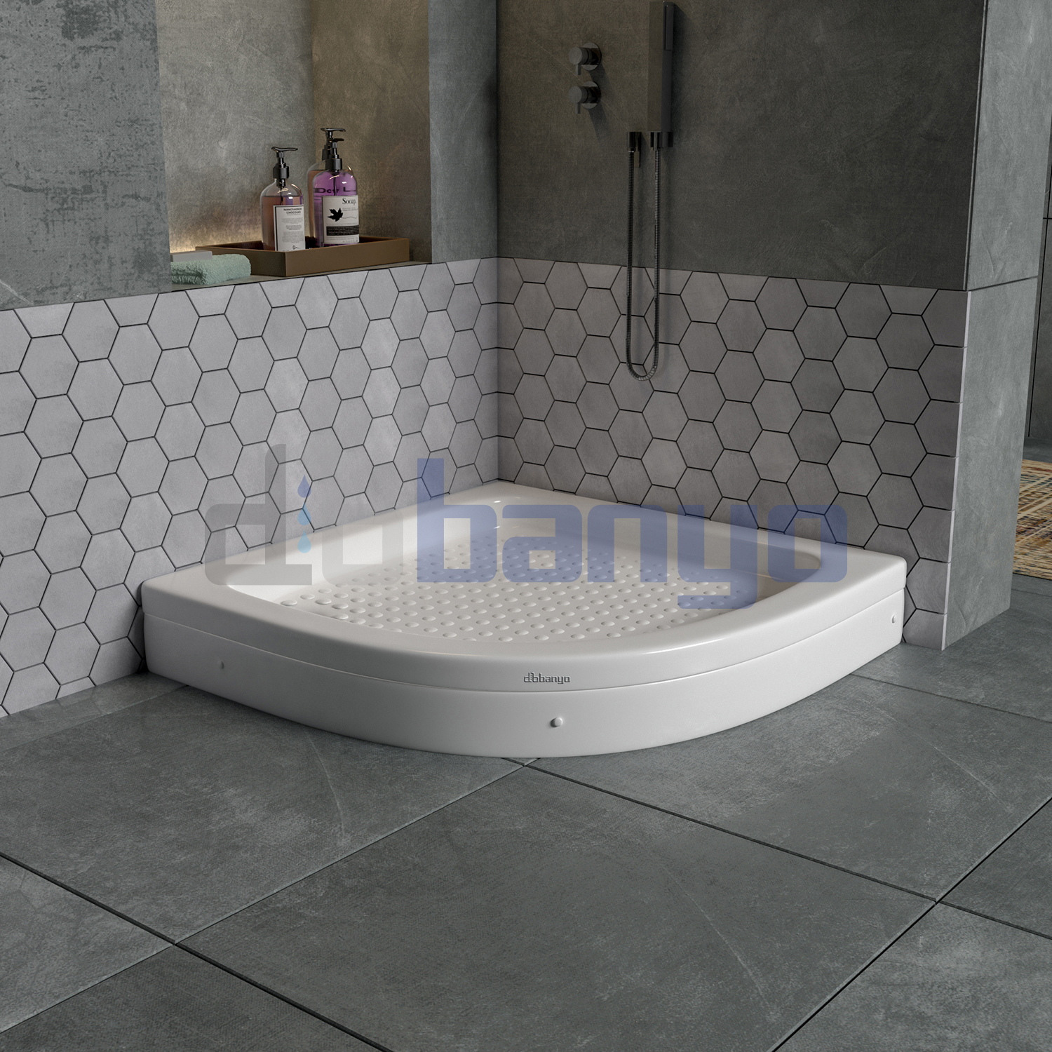 dbbanyo - 70*70 cm  H15 Oval Panelli Duş Teknesi