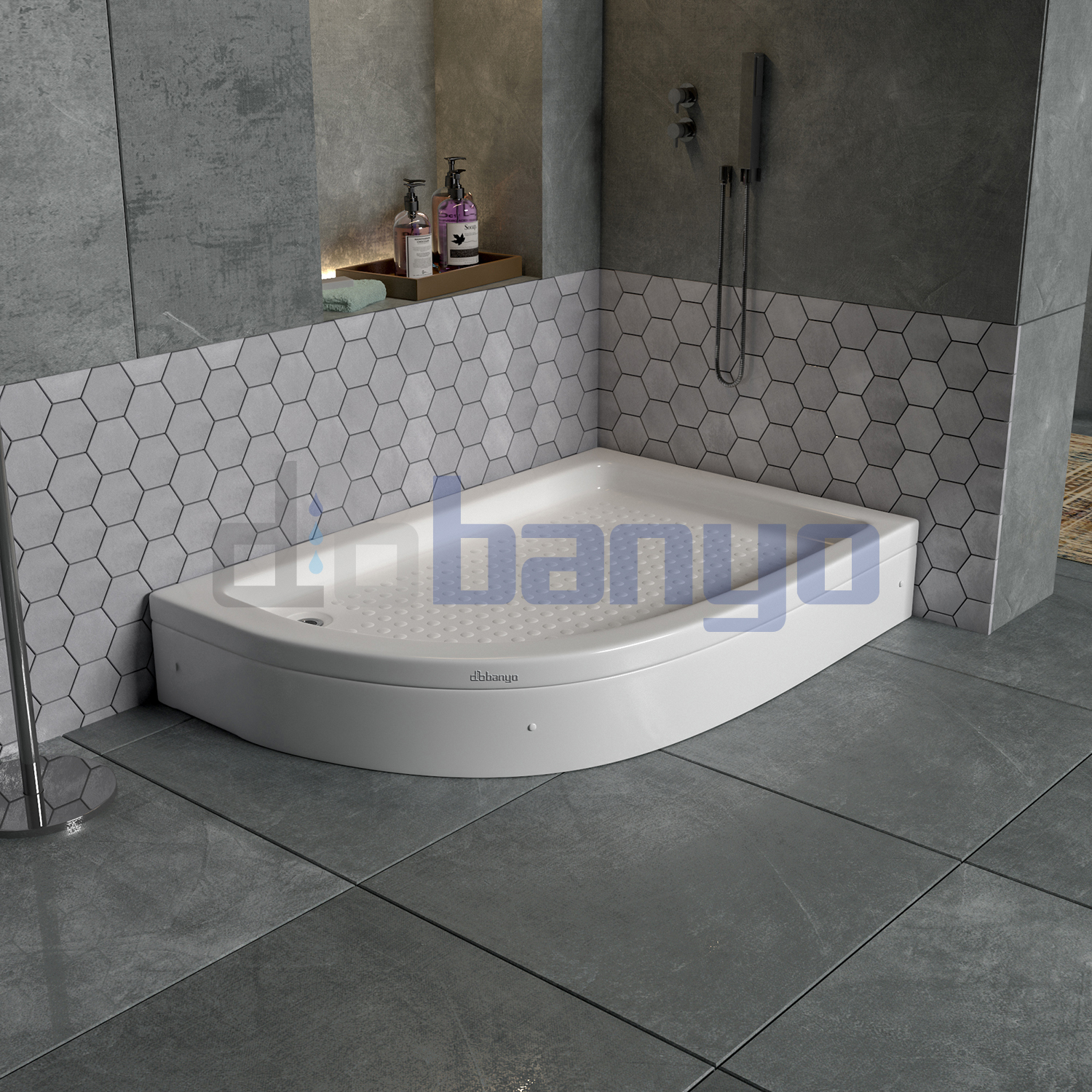 dbbanyo - 80*100 cm  Sağ H15 & H20 Asimetrik Panelli Duş Teknesi