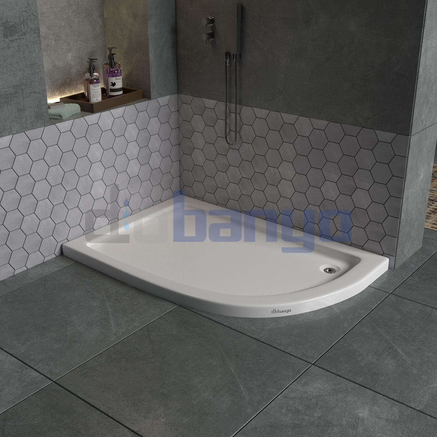 dbbanyo - 70*100 cm  Sol Asimetrik H5 Flat Duş Teknesi