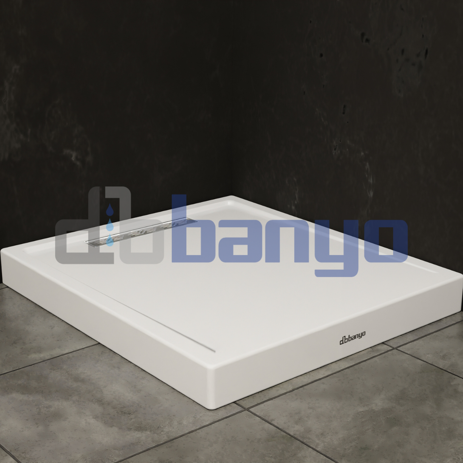 dbbanyo - 80*100 cm  Dikdörtgen H11 Duş Kanallı Monoblok Duş Teknesi