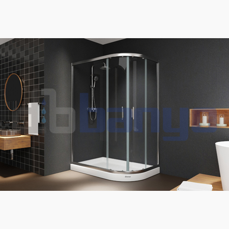 dbbanyo -  İnci 5 Sol Asimetrik Sürgülü 2 Sabit 2 Hareketli Duşakabin